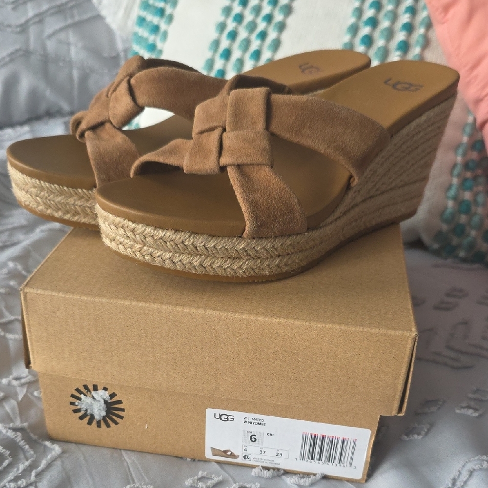 UGG Women's Brown Suede Wedge Sandals
